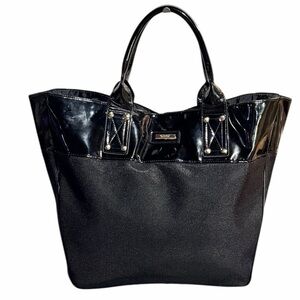 Versace Parfums Black Patent Trim Tote Bag